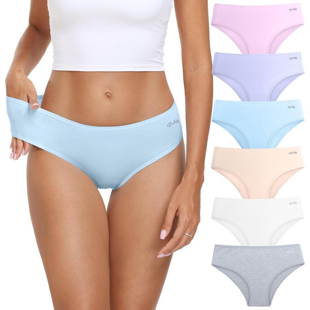 Women's Cotton Hipster Panties 6 Pack Low Rise Breathable Soft Bikini